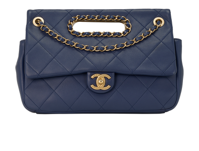A Real Catch Flap, &pound;3,750, Handbags, Navy, Lambskin Leather, Front view
